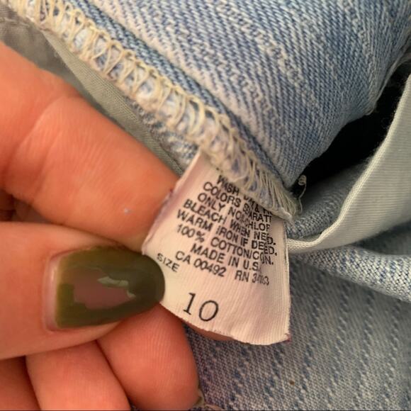 Vintage Lee Pinstripe High Waisted Mom Jeans Tapered Leg Pants Size 10 Light - Picture 6 of 7